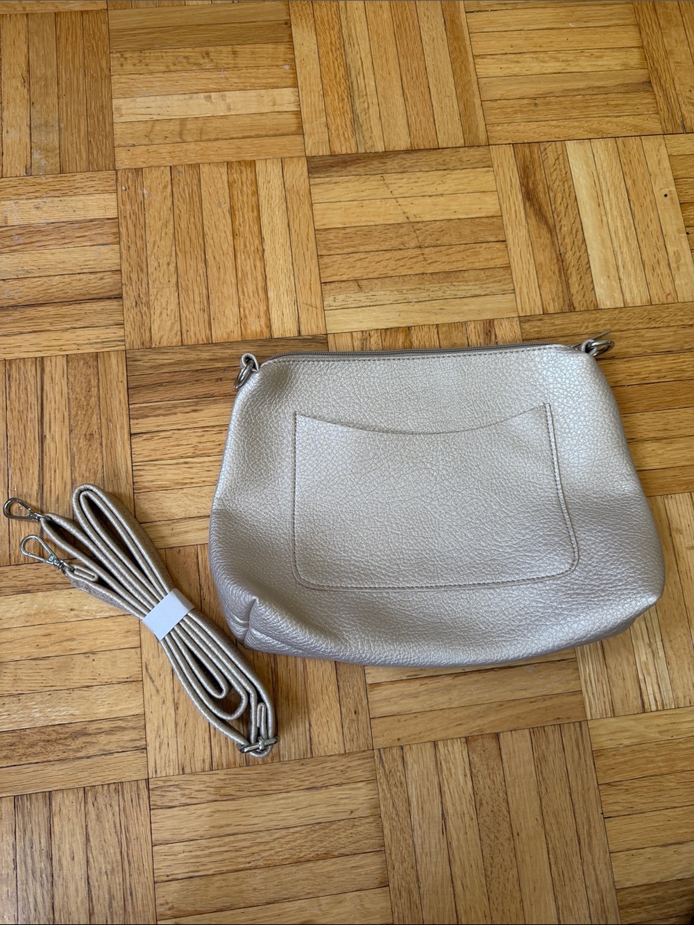 Metallic Gold Crossbody Bag with Detachable Strap